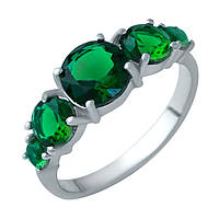 Женское серебряное кольцо с зеленым камнем изумрудом nano кольцо из серебра родированное размер 17