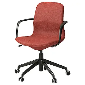 LANGFJALL Конференц-стілець з підлокітниками, Гуннаред червоно-жовтогарячий/чорний