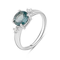 Серебряное кольцо женское с камнем топаз Лондон Блю голубого цвета из серебра 925 пробы размер 18