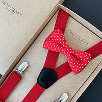 Набор I&M Craft красные подтяжки и галстук-бабочка в горошек (030307)