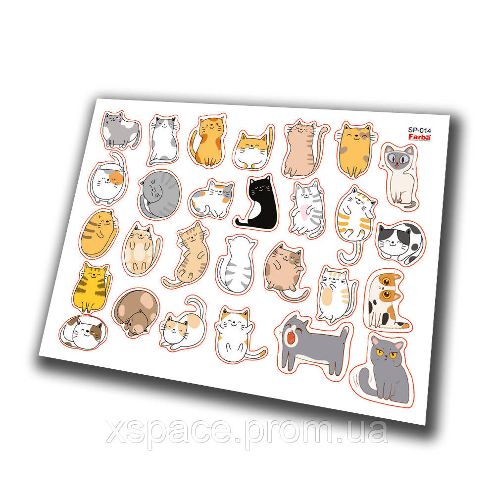 Комплект наклеек (Стикерпак) "Котики" 21х16см (ID#2009327890), цена ...