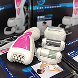 Бездротовий епілятор для вологої та сухої епіляції з 4 насадками для ідеальної гладкої шкіри Gemei, фото 2