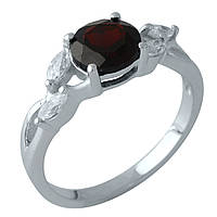 Женское кольцо серебряное с камнем натуральным гранатом бордового цвета и серебра 925 пробы размер 18 17.5, 17,5