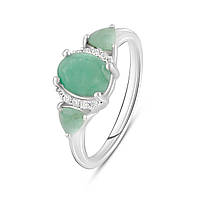 Женское серебряное кольцо с натуральным камнем изумрудом зеленого цвета размер 18