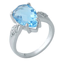 Стильное женское серебряное кольцо с голубым камнем аквамарином nano размер 17,5 17", 17