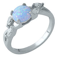 Серебряное кольцо женское с светло голубым камнем опал колечко перстеть из серебра 925 пробы размер 18