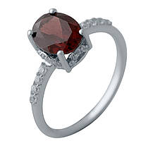 Женское кольцо серебряное с камнем натуральным гранатом бордового цвета и серебра 925 пробы размер 18 17", 17