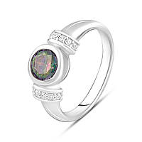 Женское серебряное кольцо с топазом мистик камнем цвет которого переливается размер 17
