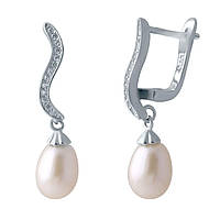 Ніжні срібні сережки з натуральними перлами жіночі сережки підвіски зі срібла з англійським замком