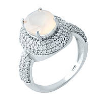 Женское серебряное кольцо с камнем натуральным кварцем розового оттенка радированное размер 17