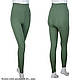 Турецькі лосини на флісі зеленого кольору Розміри: 44,46,48,50 (18015-3), фото 2