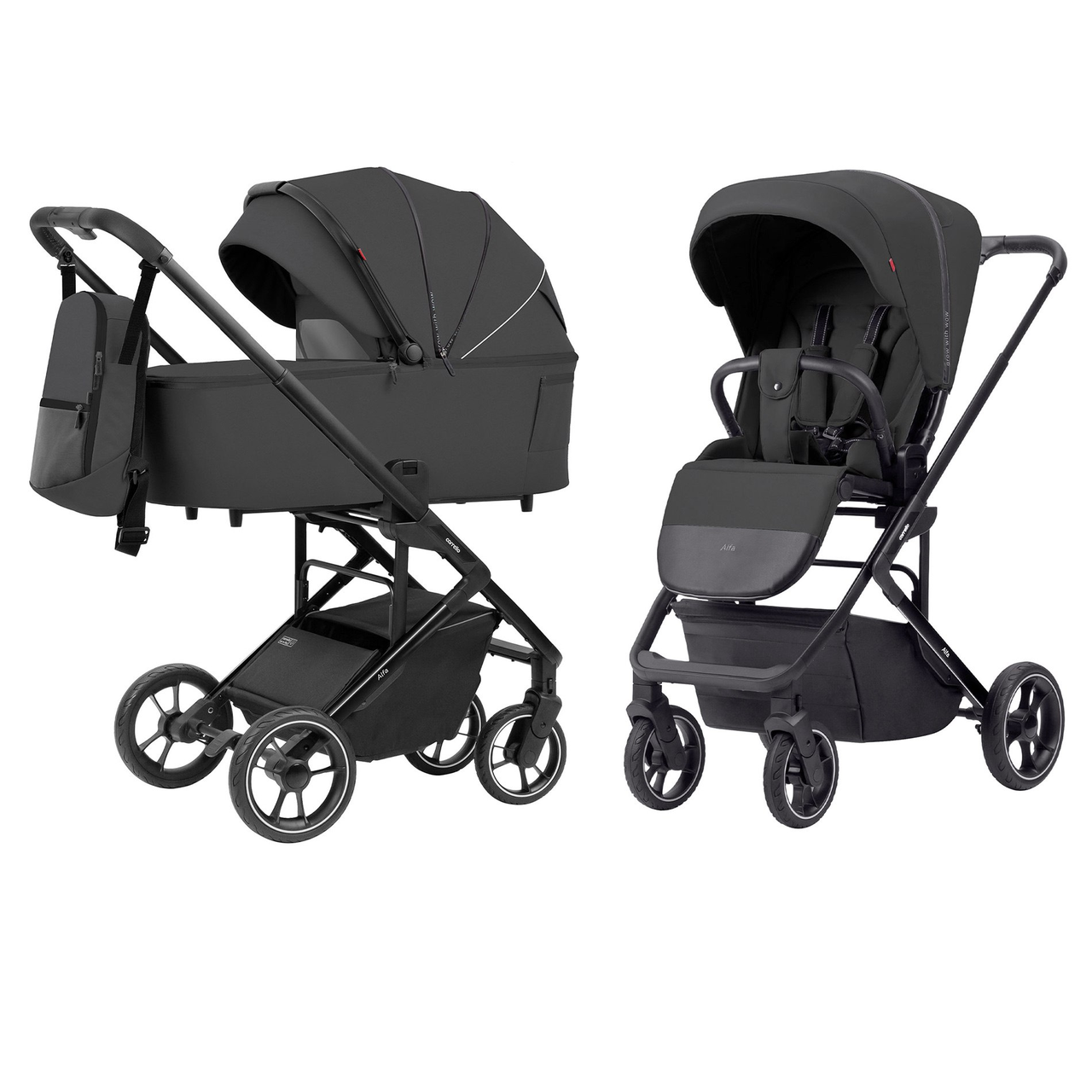 Коляска універсальна 2 в 1, CARRELLO Alfa/W CRL-6507 (2in1) Graphite Grey, сіра, Карелло Альфа