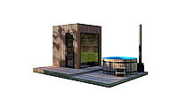 Mini sauna 2.3x2.3m finishing thermo rail Gartensauna-14 Thermowood Production turnkey from the manufacturer