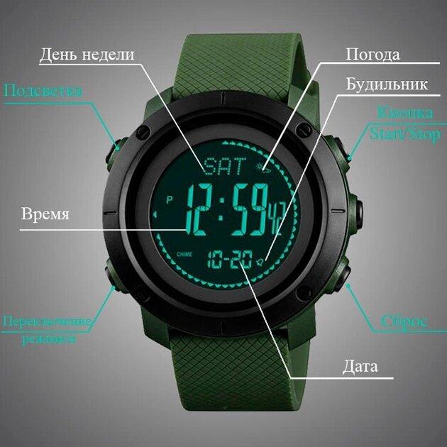 Часы наручные Skmei 1427 Оrіginal (Army Green ABS, 1427AG) | Мужские наручные часы - фото 6 - id-p2009352240