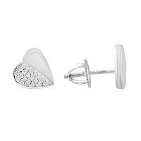 Нежные серебряные сережки с фианитами женские серьги из серебра в форме сердца гвоздики пусеты