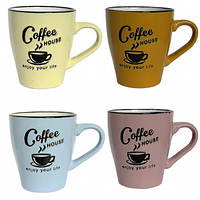 Кружка керамічна "Кольоровий смак кави" 225 мл мікс Helios 4 кольори 2632