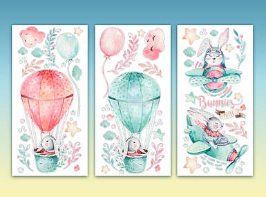 Стікери дитячі самоклеючі Повітряна куля 114 наліпок у наборі на білій основі