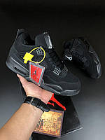 Мужские зимние кроссовки на меху Nike Найк Air Jordan 4 Retro, черные. 41
