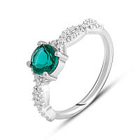 Стильное женское серебряное кольцо с зеленим камнем аквамарином nano размер 17,5