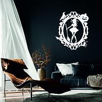 Декоративное настенное Панно «Ведьма с веником», Декор на стену 50*43 см, Белый