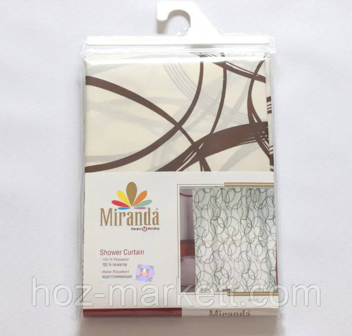 Штора у ванну тканинна Miranda Amalia 180 х 200 см бежева, фото 1