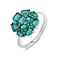 Стильное женское серебряное кольцо с зеленим камнем аквамарином nano размер 17