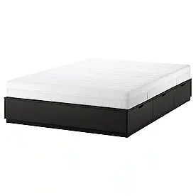 NORDLI Каркас ліжка з ящиком для зберігання та матрацом, антрацит/Акрехамн середньої жорсткості, 160х200 см