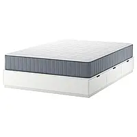 NORDLI Каркас кровати с ящиком для хранения и матрасом, белый/Вагстранда средней жесткости, 140х200 см