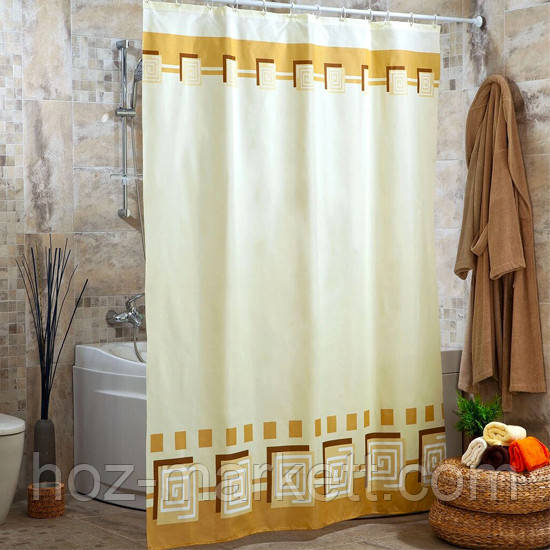 Шторка в душ тканинна міра Lykia 180 х 200 см бежева, фото 1