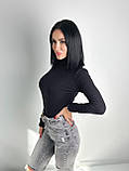 Жіночий теплий гольф в рубчик з начосом | Модна кофта під горло | Стильна Водолазка базова | Батал, фото 4