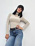 Жіночий теплий гольф в рубчик з начісом | Модна кофта під горло, облягаюча | Водолазка базова стильна, фото 10
