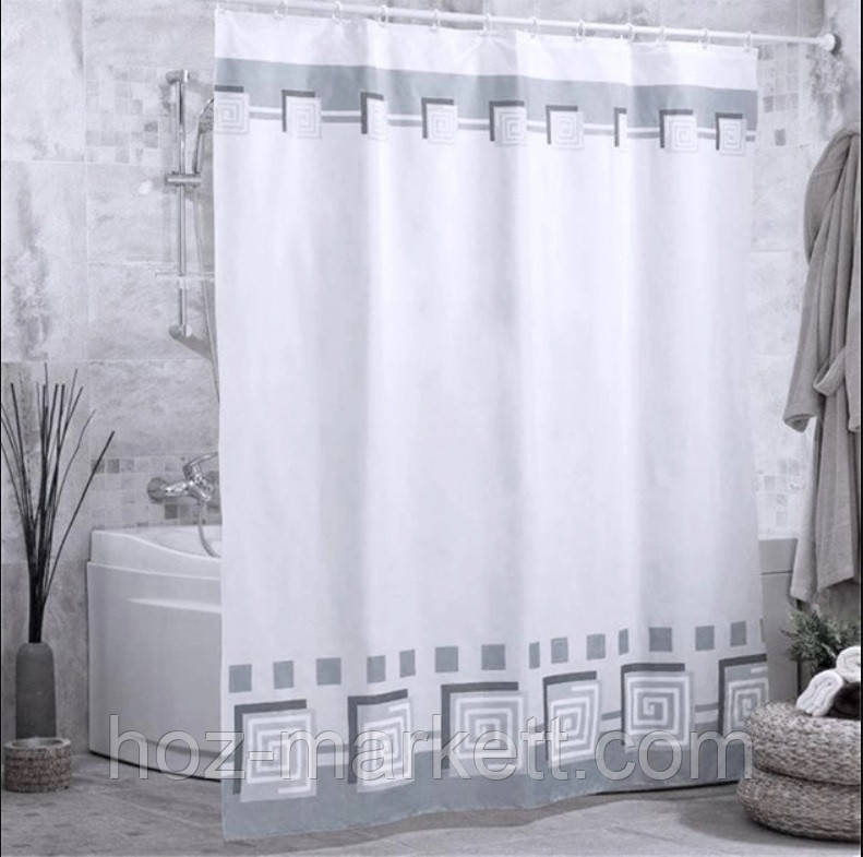 Шторка у ванну тканинна Miranda Lykia 180 х 200 см сіра, фото 1