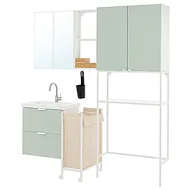 Пральня, білий/блідо-сіро-зелений, 180х43х204 см ENHET (795.464.27) IKEA