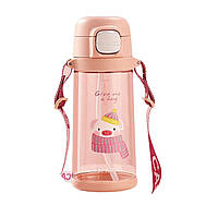 Бутылка для воды CASNO 690 мл KXN-1219 Розовая (Свинка) с соломинкой SND