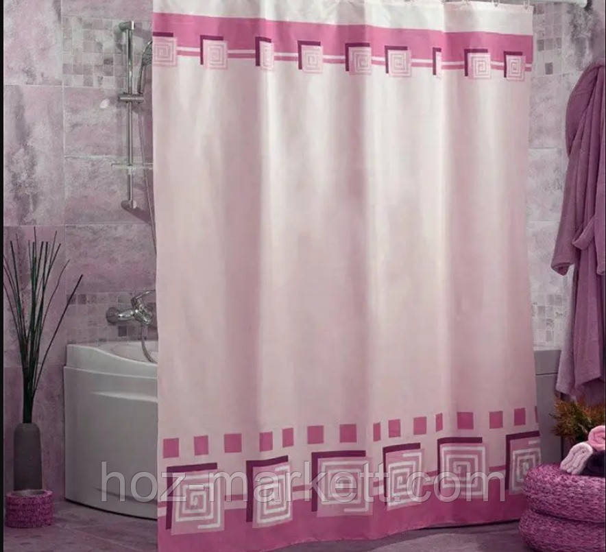 Шток для душу тканинна Miranda Lykia 180 х 200 см рожева, фото 1