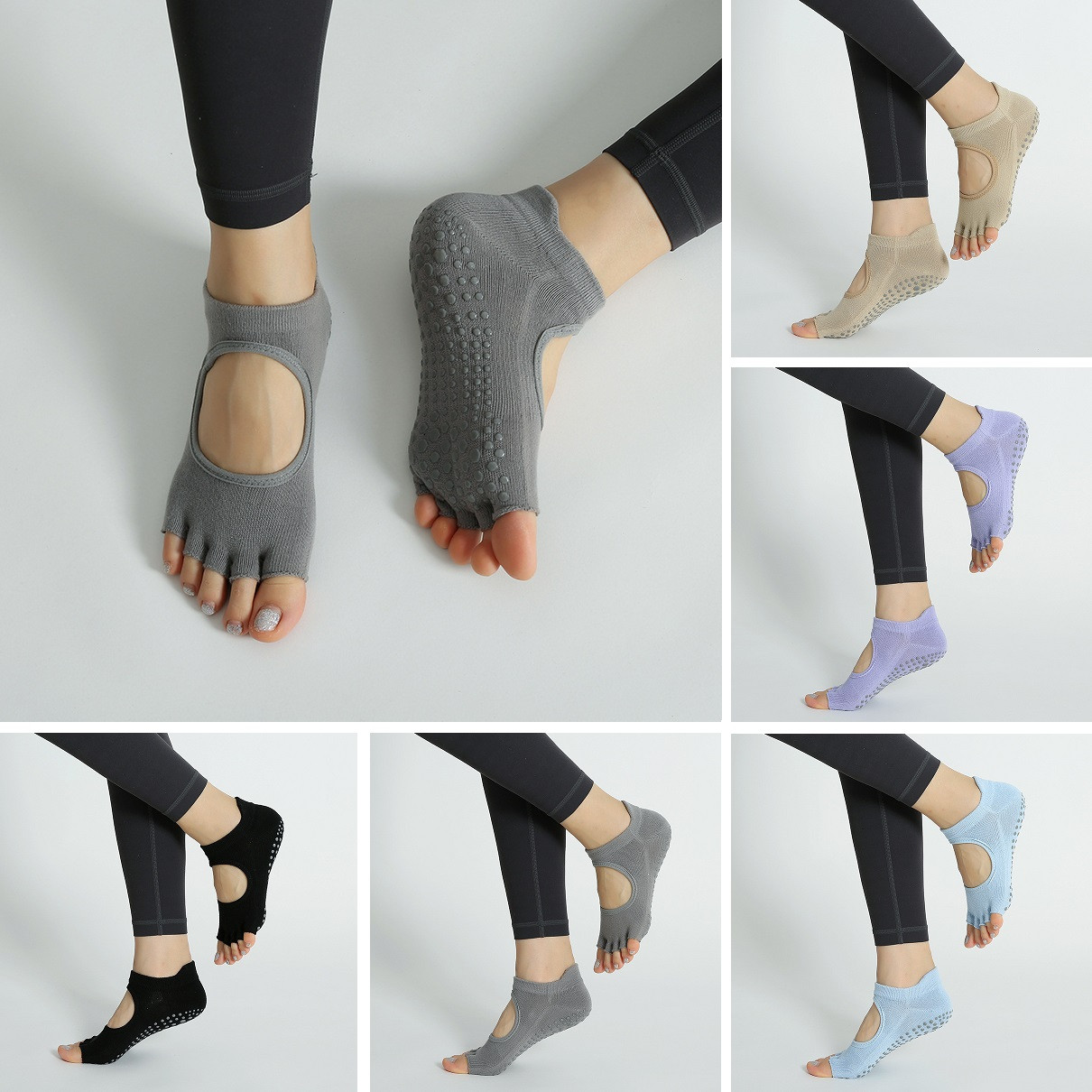 Шкарпетки для Йоги з Відкритими Розділеними Пальцями ENJOY LIFE, 5 Кольорів, фото 1