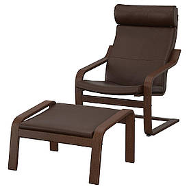 POANG Крісло/підставка для ніг, коричневий/Глянець темно-коричневий
