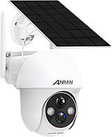 Бездротова вулична камера безпеки ANRAN, вулична камера на сонячній енергії 2K з оглядом на 360°