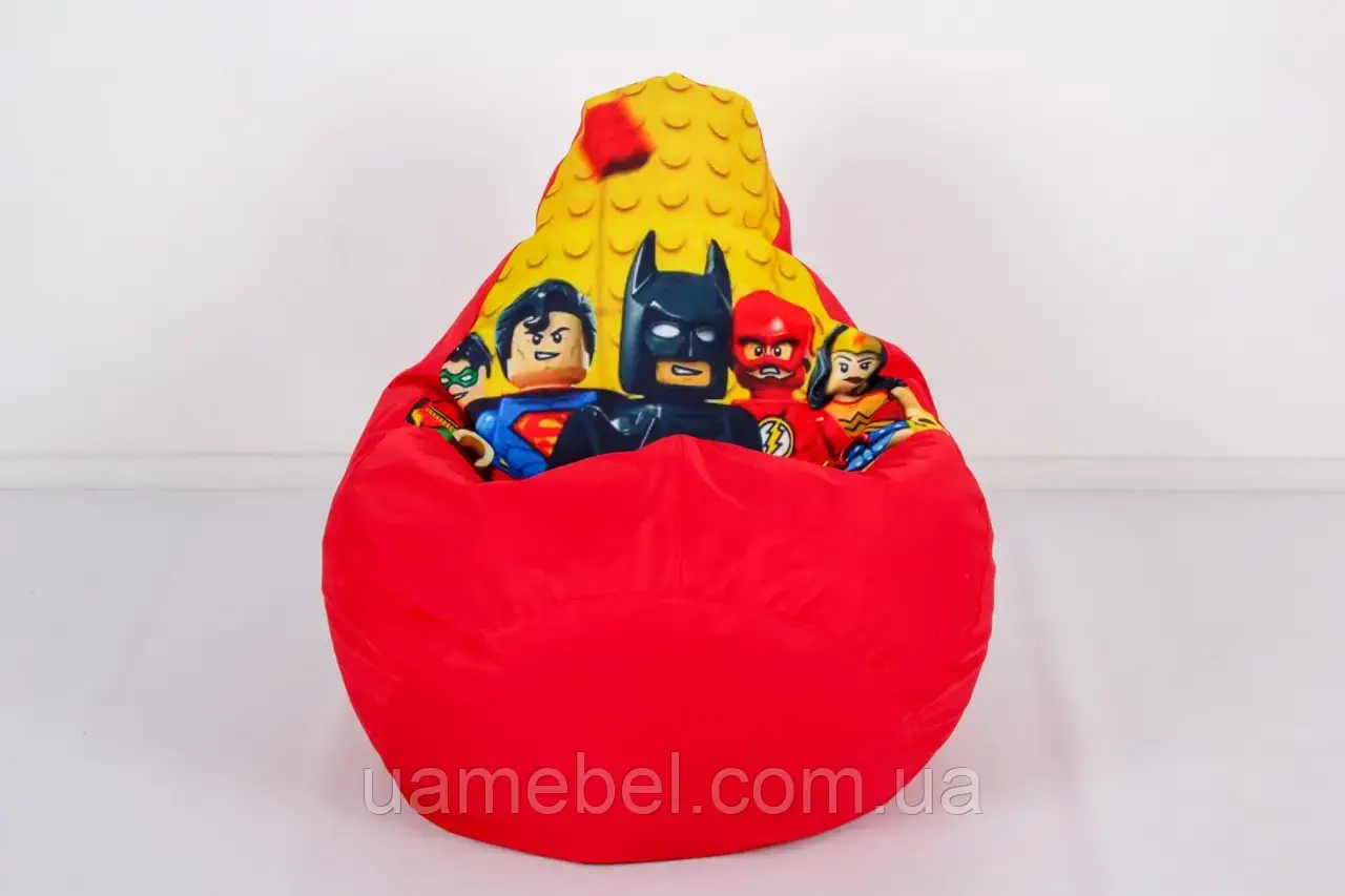 Безкаркасне крісло мішок груша Бетмен Batman XL 120х75, червоне