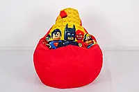 Бескаркасное кресло мешок груша Бетмен Batman XL 120х75, красное