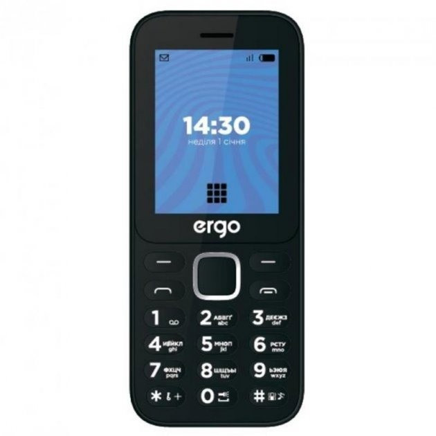 Мобільний телефон Ergo E241 Dual Sim Black. Телефону на 2 сім карти з батареєю на 2800 Аг