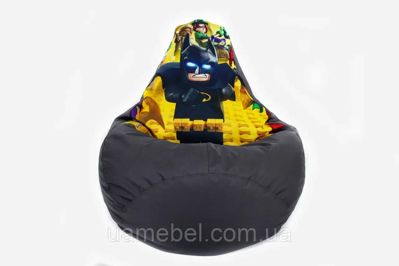 Безкаркасне крісло мішок груша Бетмен Batman XL 120х75, сіре