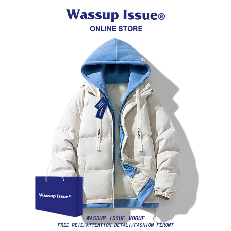 Мужская молодежная зимняя куртка с капюшоном Wassup, стиль 2023, белый пуховик в Oversize (0207) - фото 3 - id-p2009467877