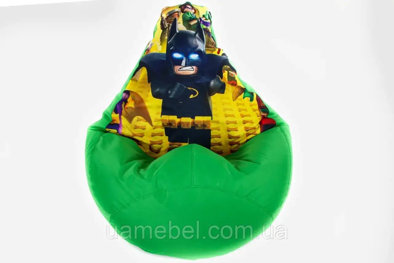 Безкаркасне крісло мішок груша Бетмен Batman XL 120х75, зелене