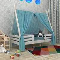 Дитяче ліжко будиночком Вігвам — 2 біле 80x190 см, Дитячі ліжка Вігвами Shopik