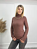 Жіночий теплий гольф в рубчик з начосом | Модна кофта під горло | Стильна Водолазка базова | Батал, фото 7