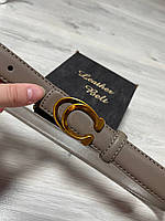 Кожаный ремень coach ширина 2.5 см цвет серый