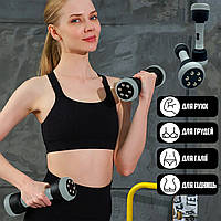 Гантели с изменяемым весом и функцией массажа Massage Dumbbells разборные женские для фитнеса Черный с серым