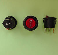 Переключатель клавишный, диаметр 20.3 мм, красный, с подсветкой