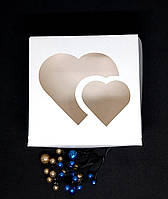 Коробка складна самозбірна картонна 15х15х6 см Серце з вікном для пряників, подарунків, сувенірів